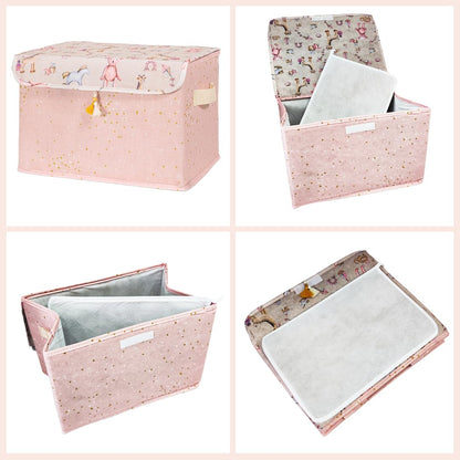 Pazar Kapısı Foldable Storage Bin Cube Organizer with Lid, Pink