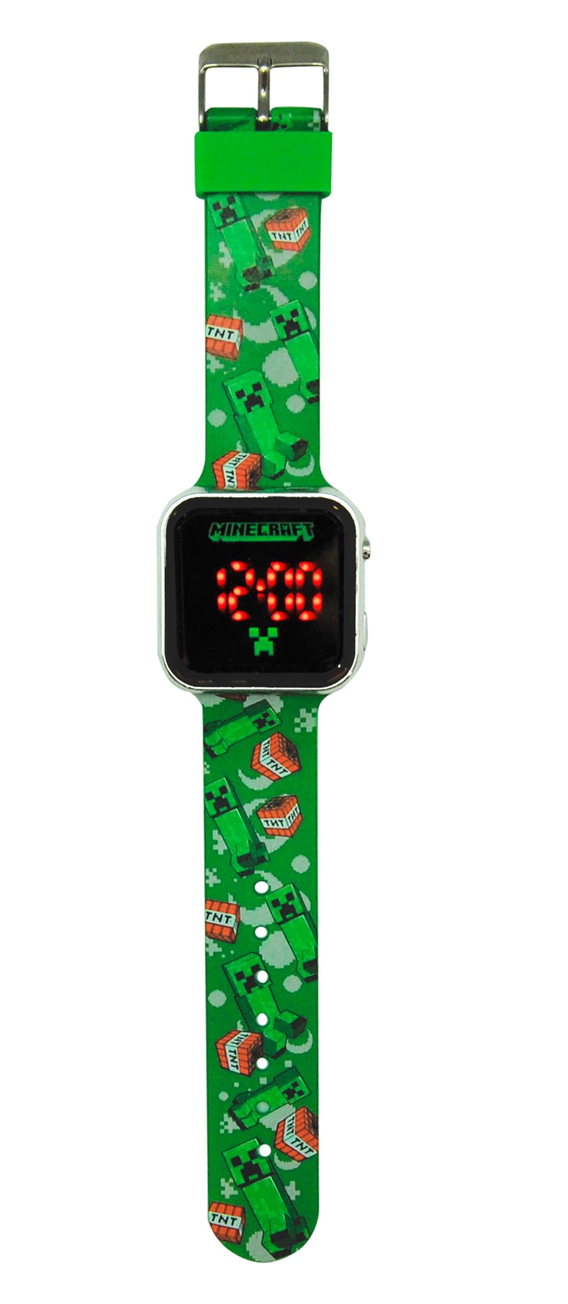 Kids Euroswan Minecraft LED Watch with a pixelated face and a plastic strap
