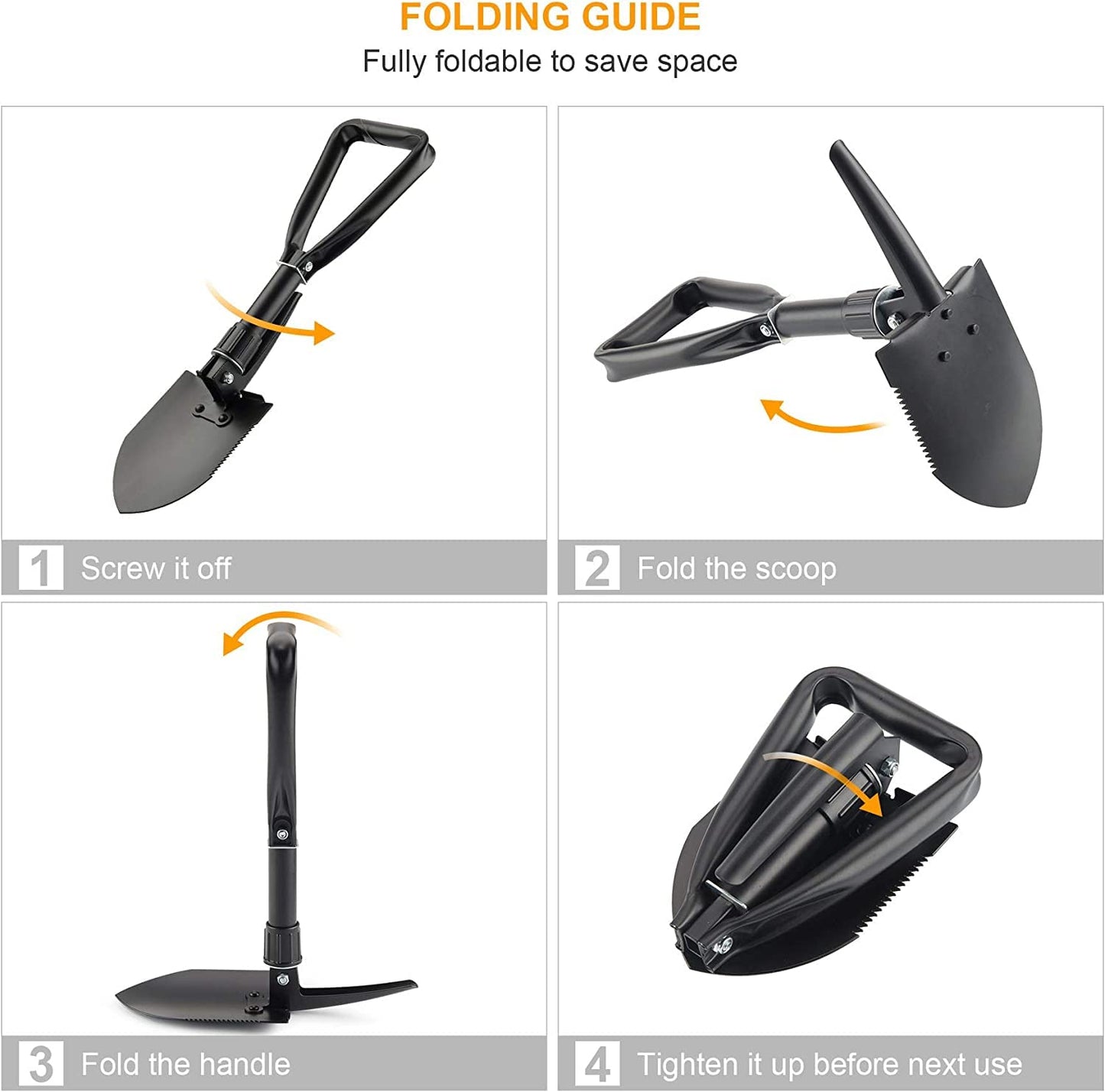 GO2CAMPS Collapsible Camping Shovel with Nylon Pouch