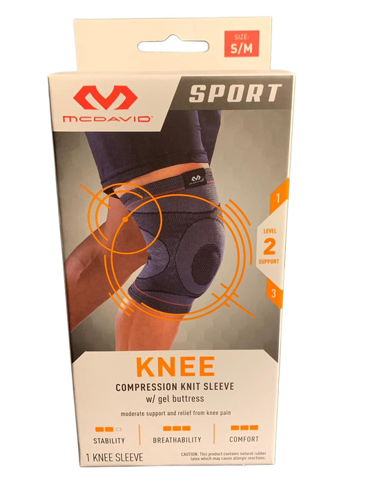 McDavid Sport Knee Knit Sleeve with Gel Buttress for moderate support and pain relief