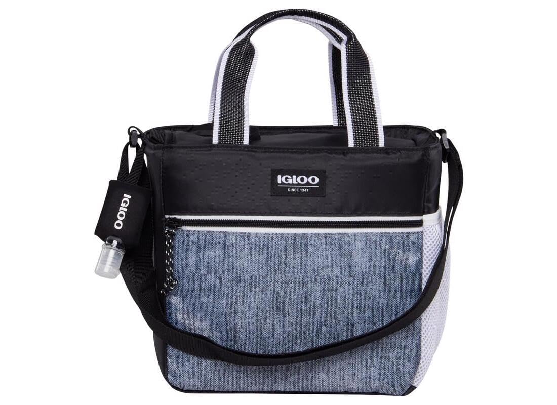 Igloo Urban Zip Gray 9 Cans Lunch Bag Cooler with animal print and briefcase silhouette