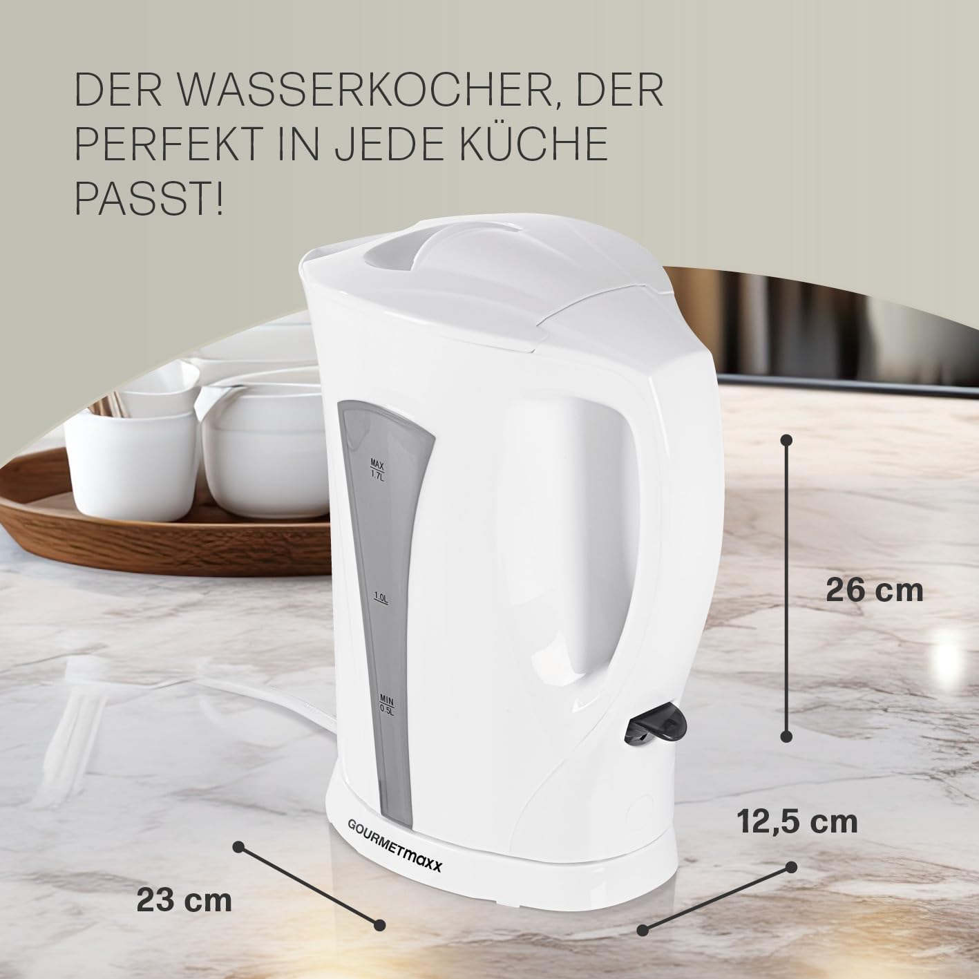 GOURMETmaxx 1.7L Kettle with Automatic Shut-Off and Easy Clean Filter
