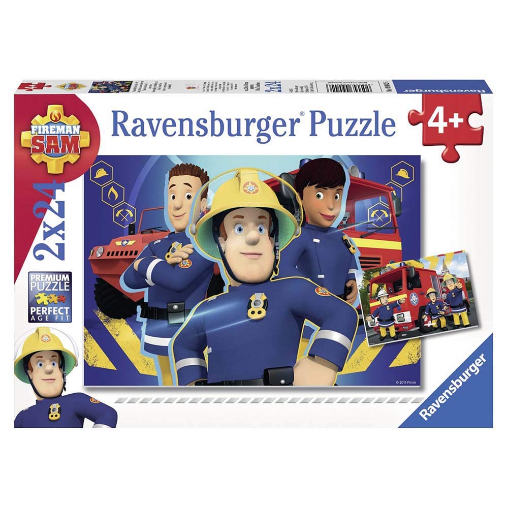 Revensburger Puzzel Brandweerman Sam jigsaw puzzle with 2x24 pieces, suitable for children aged 4 and above