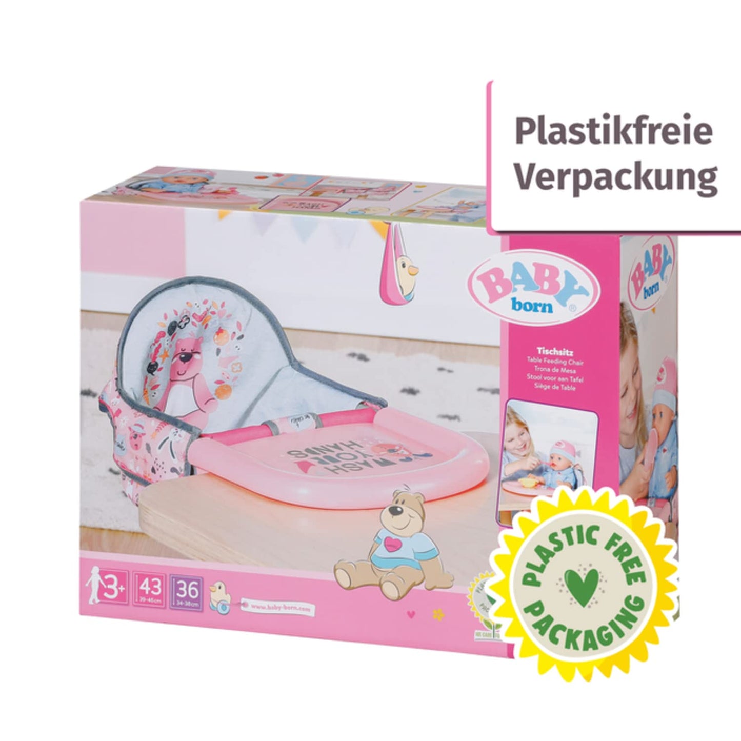 BABY Born Table Seat for Dolls, Practical and Hygienic