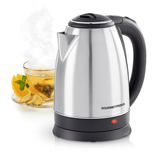 GOURMETmaxx stainless steel kettle with matte finish and 360° base station