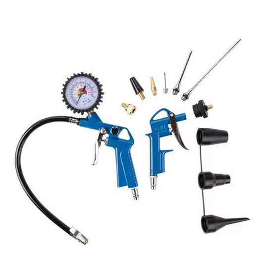 SCHEPPACH Compressed Air Accessory Set with 13 pieces, including tire pressure gauge and blow gun