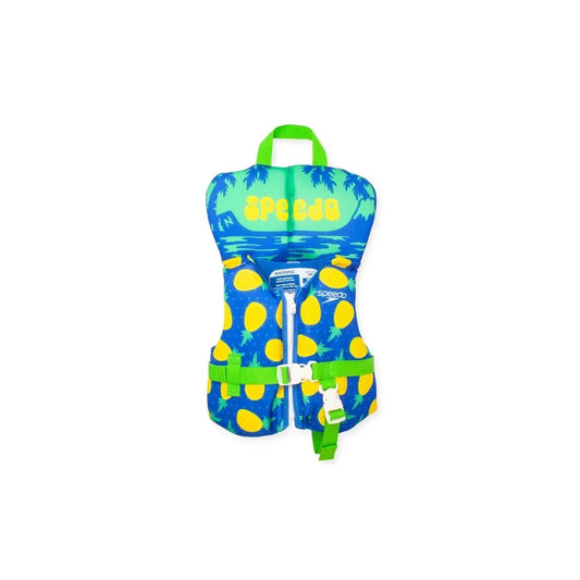 Speedo Infant Aquaprene Life Jacket Vest with zipper and buckle closure, featuring a flotation collar for head support