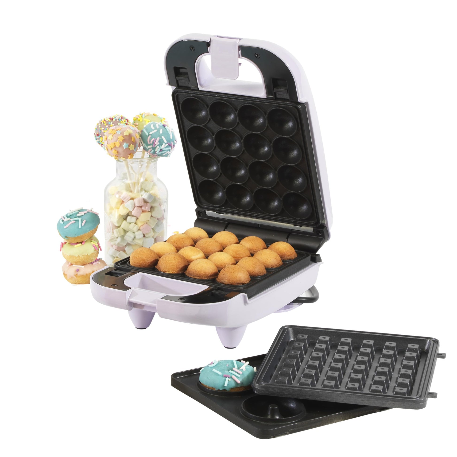 Giles & Posner 3 in 1 Mini Treat Maker in purple color with removable non-stick plates
