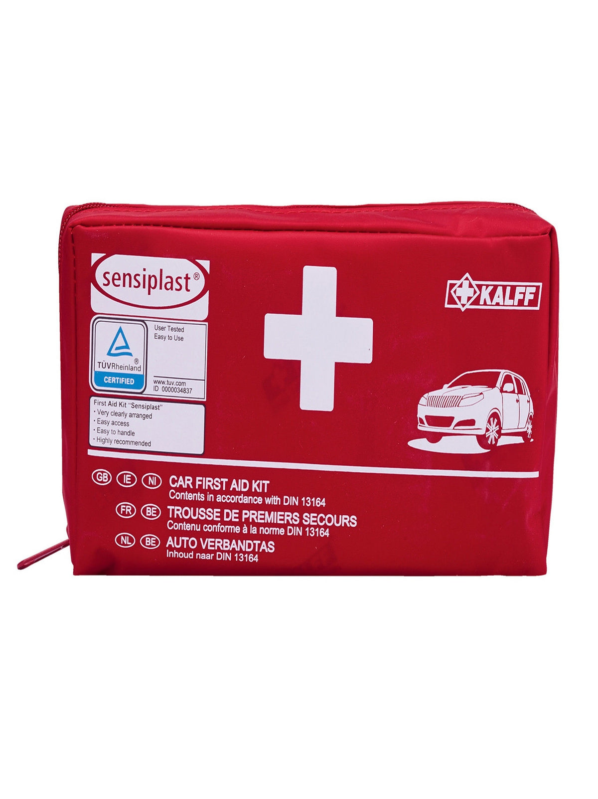 Sensiplast Outdoor First Aid Kit with 44 items, including nylon bag, face masks, and first aid instructions