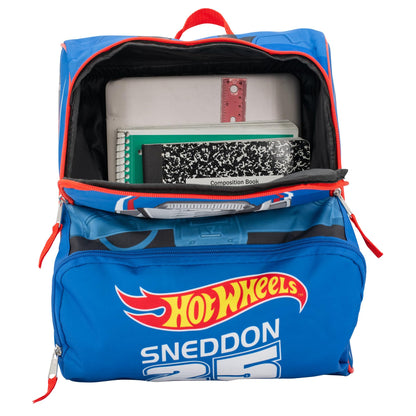 AI ACCESSORY INNOVATIONS Hot Wheels Blue Sneddon #25 Twinduction Race Car 14" Mini Backpack