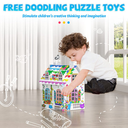 TENGZHEN DIY Cardboard Playhouse for Kids with Submarine Design