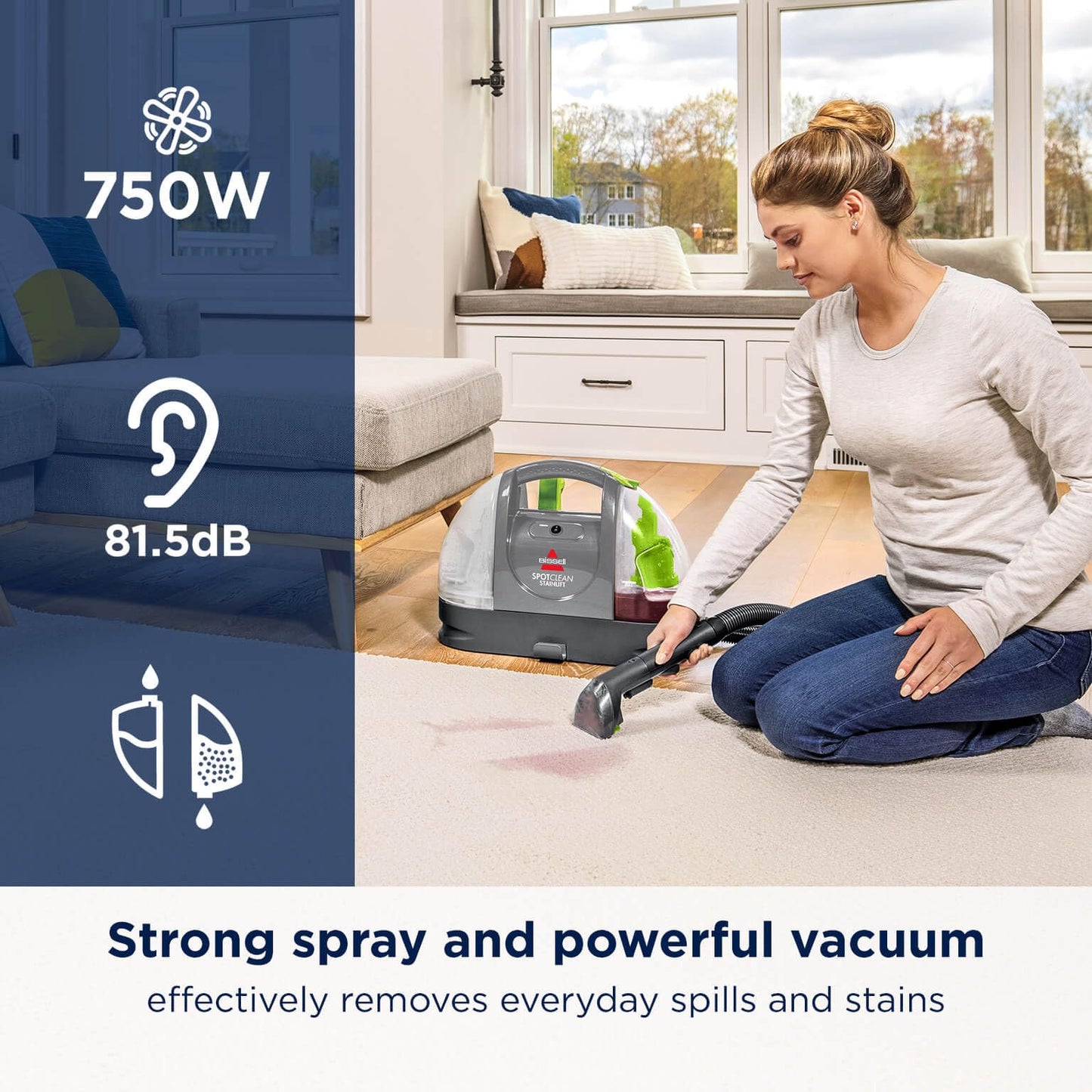 BISSELL SpotClean StainLift Pet Corded Electric Vacuum Cleaner, Grey