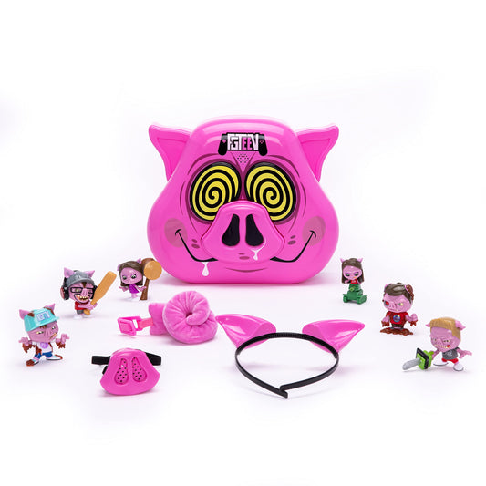 FGTeeV Psycho Pig Party Pack with 6 mini figures, pig face case, and accessories