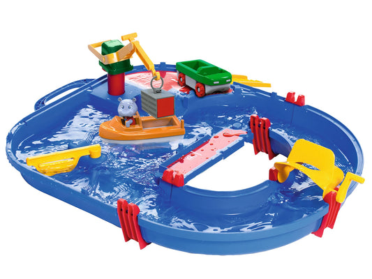 AquaPlay 21-Piece Water Table Set with Wilma the Hippo and various water play accessories
