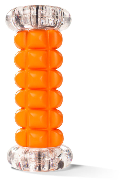 TriggerPoint NANO Foot Roller Massager in orange color, designed for foot and forearm relief