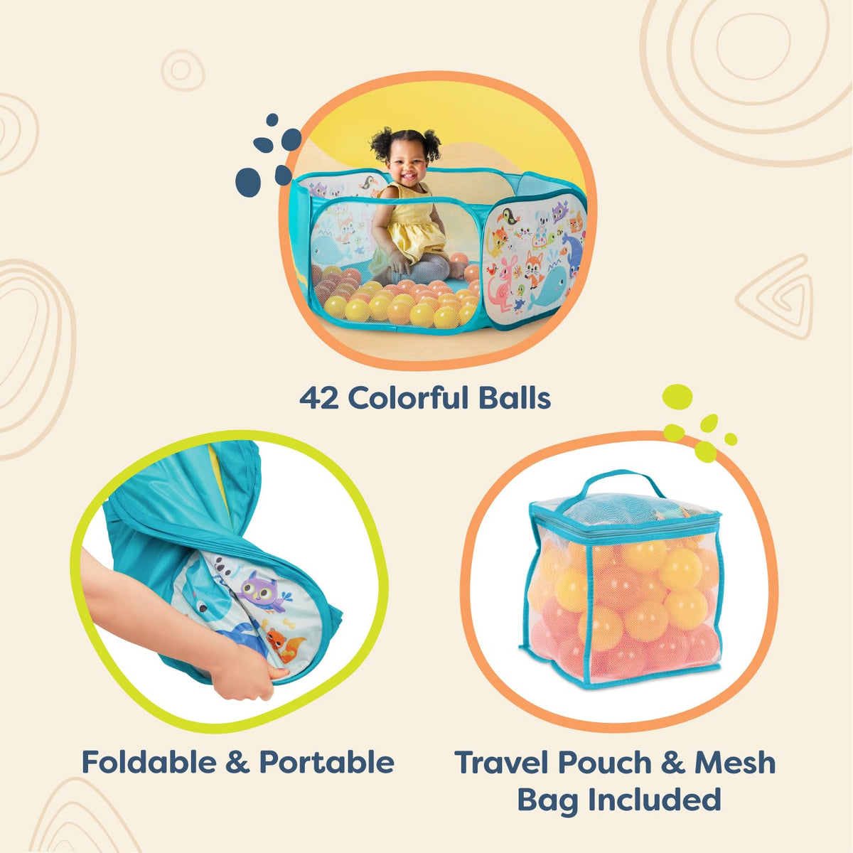 B. toys Mini Playspace Ball Pit with 42 Colorful Balls
