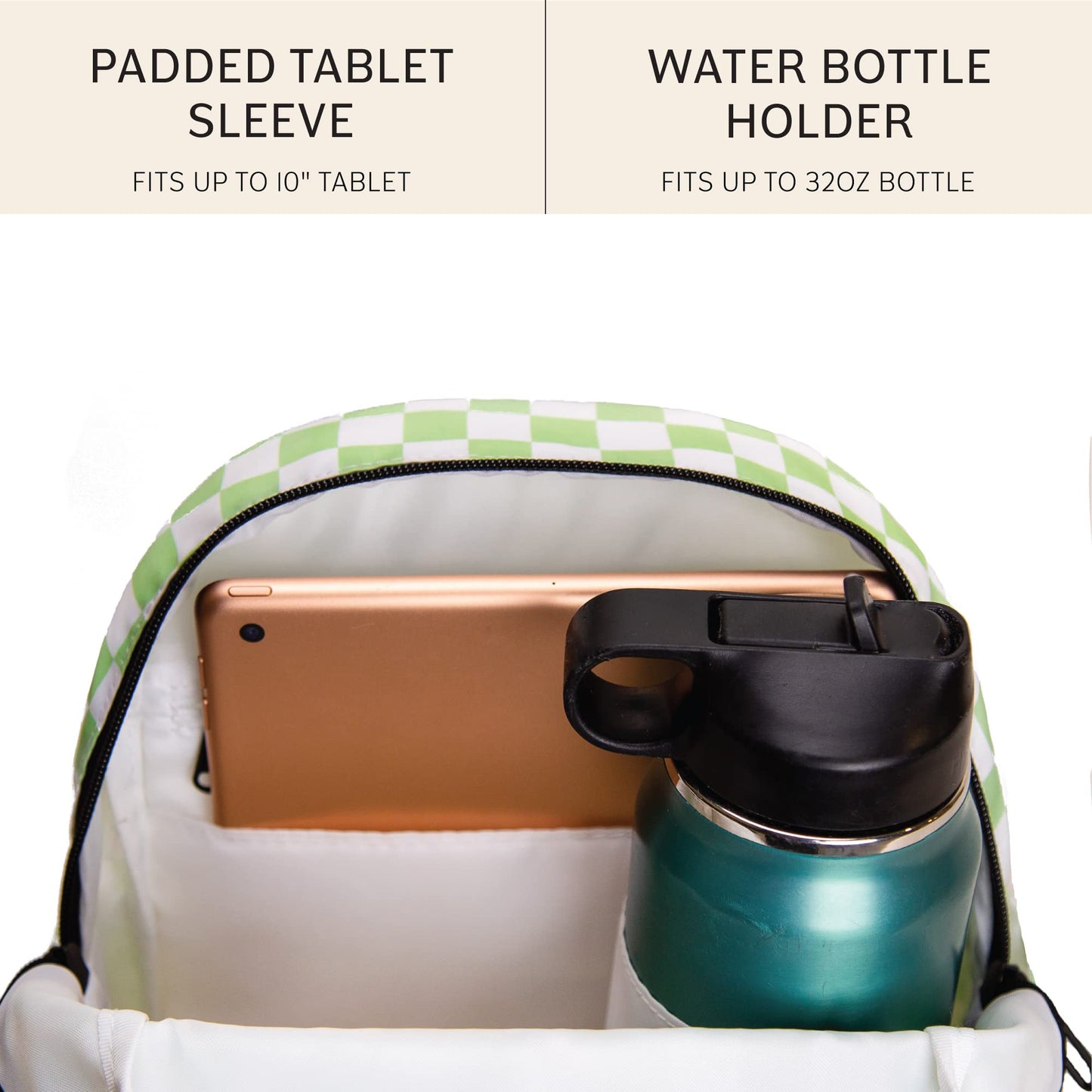 Jadyn Millie Mini Backpack for Women with Checkered Green Design