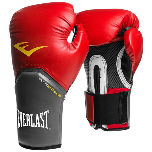 Everlast Men's Pro Style Elite Training Boxing Gloves in red with hook and loop closure