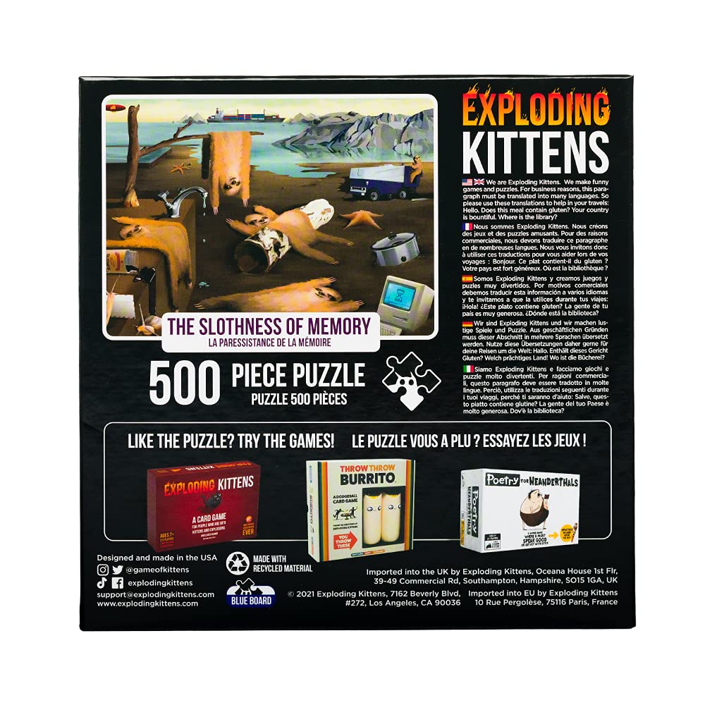 Exploding Kittens Jigsaw Puzzle Bundle with Slothness of Memory