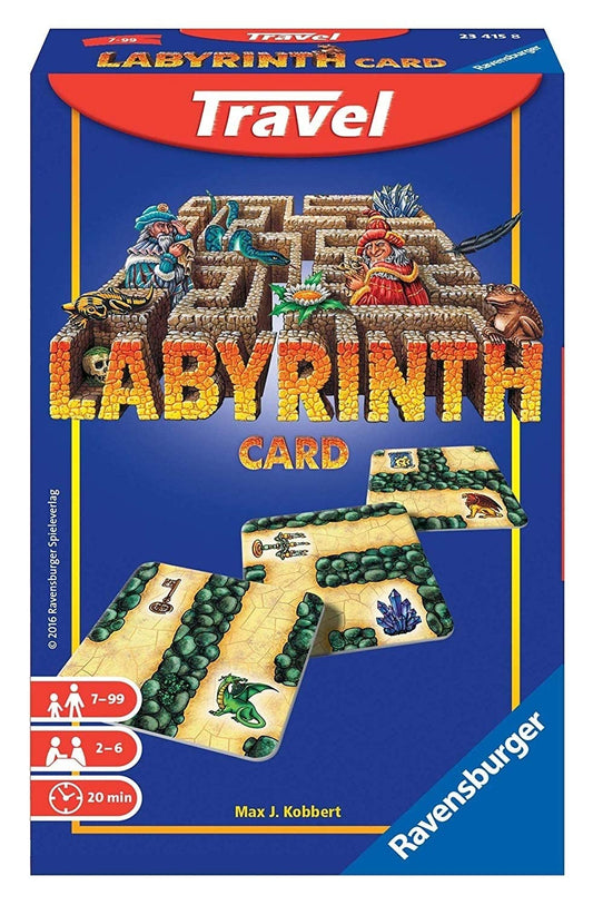Ravensburger Labyrinth Travel Game with multicoloured square maze cards and instruction booklet