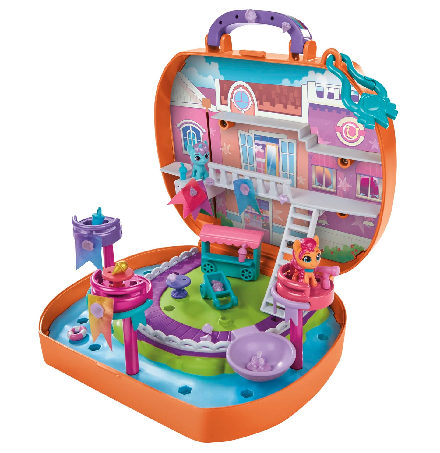 My Little Pony Mini World Magic playset with Sunstar and Choco Cookie figures, over 40 pieces for creative play