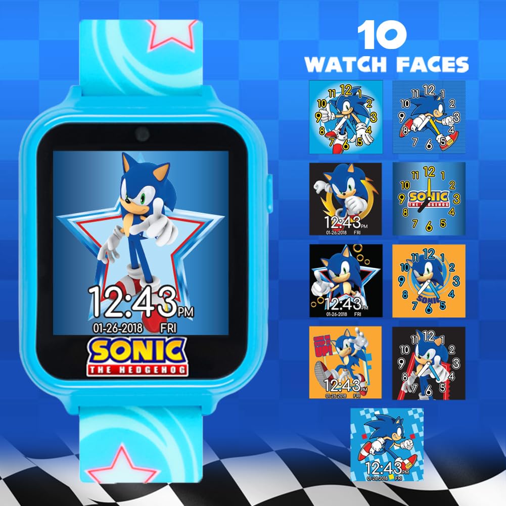 Accutime Sonic The Hedgehog Digital Smartwatch for Kids, Blue
