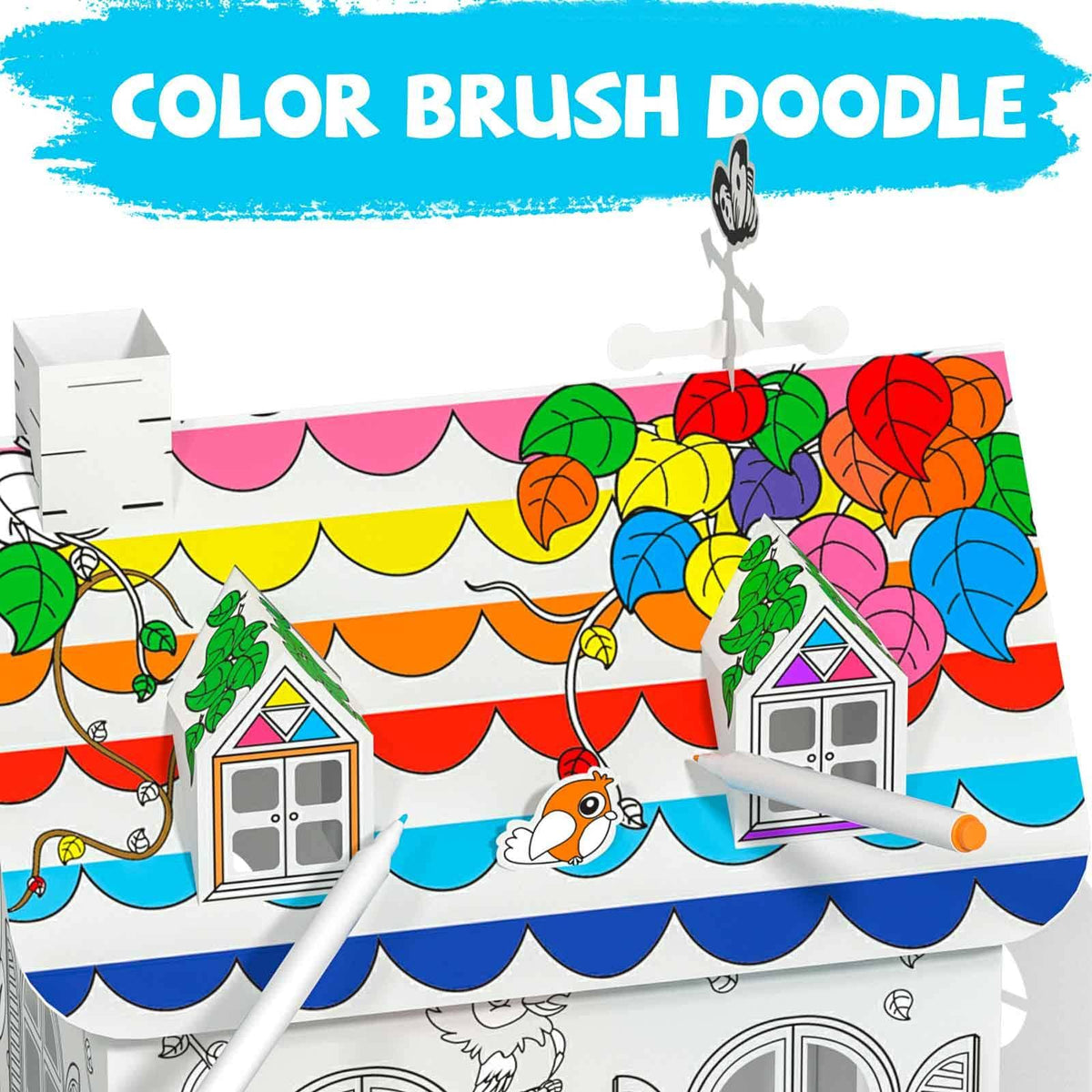 TENGZHEN DIY Cardboard Playhouse for Kids with Submarine Design