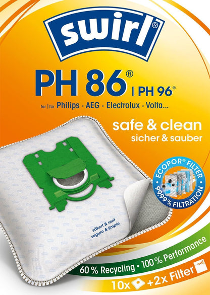 AEG SwirlPH86/PH96 MicroPor Plus Vacuum Bags with Anti-Allergen Filter