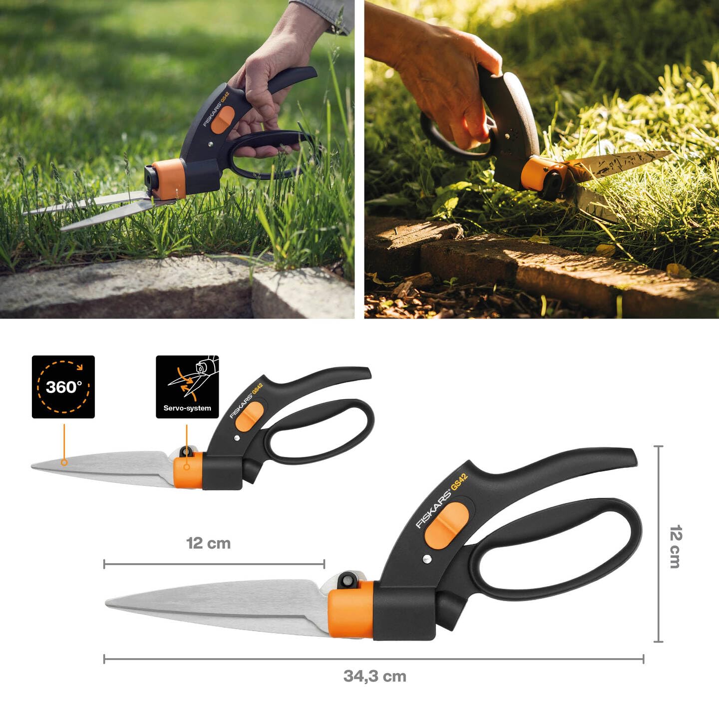 Fiskars Servo-System Grass Shears for Precise Lawn Edge Cutting