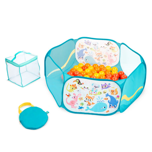 B. toys Mini Playspace Ball Pit with 42 colorful balls, foldable and portable for easy setup and storage
