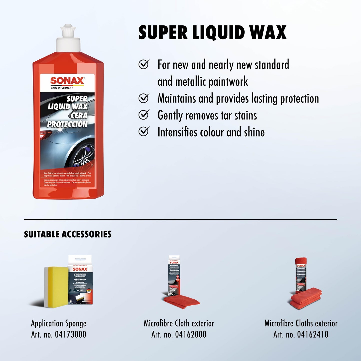 SONAX Super Liquid Wax for Intense Mirror Shine and Protection