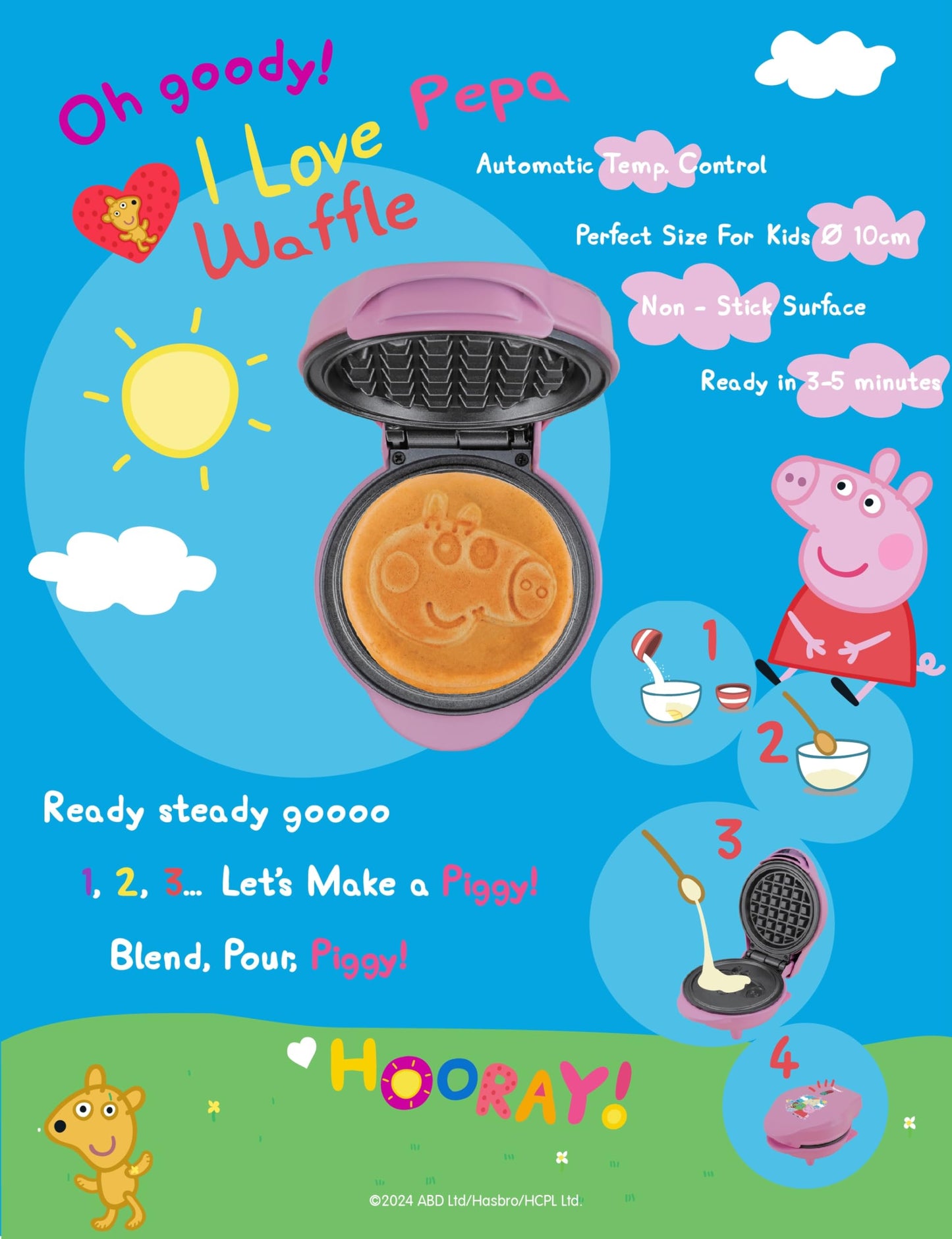 Bestron Peppa Pig Waffle Maker for Kids