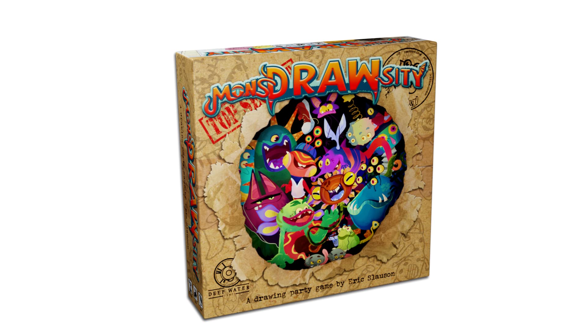 MonsDRAWsity Top Secret Version board game with colorful monster illustrations