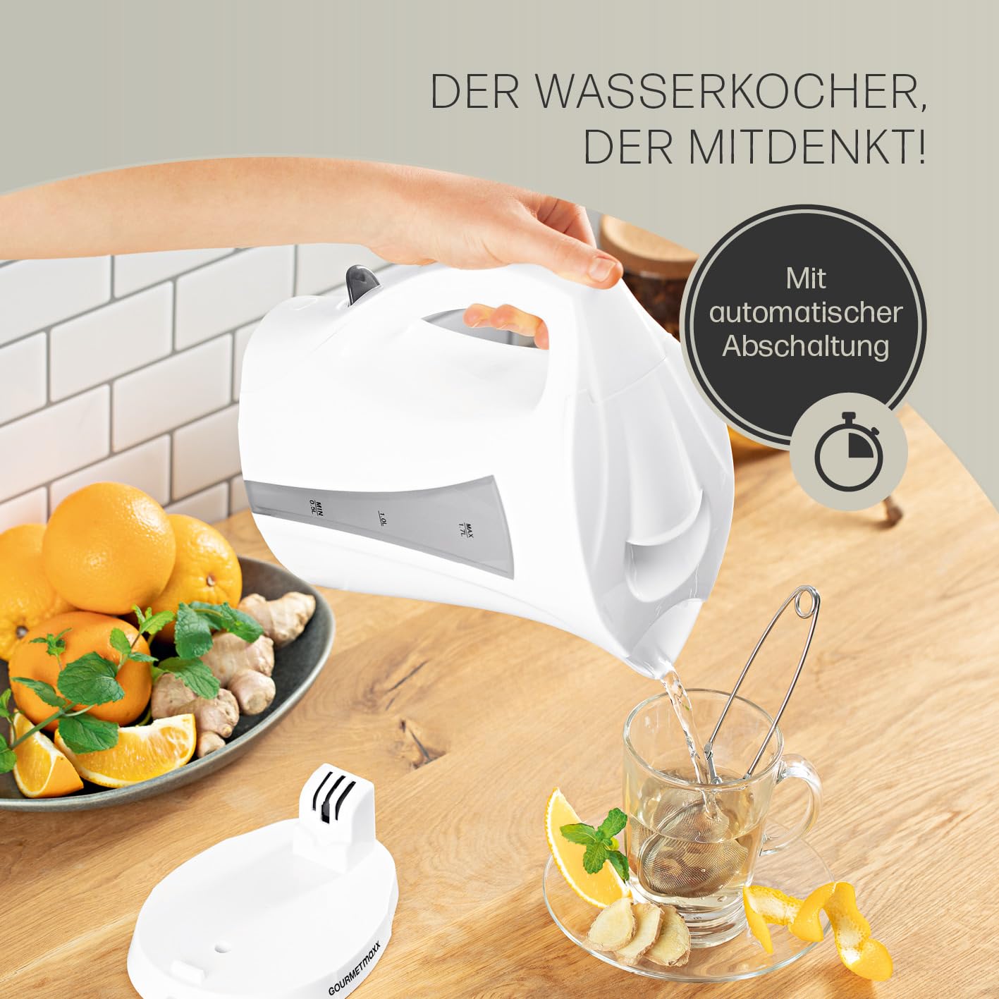 GOURMETmaxx 1.7L Kettle with Automatic Shut-Off and Easy Clean Filter