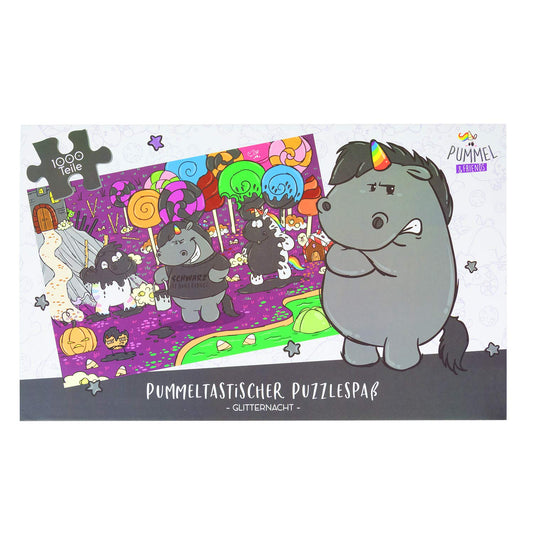 Pummel & Friends 1000-piece Grummeleinhorn Puzzle with a glittering night scene