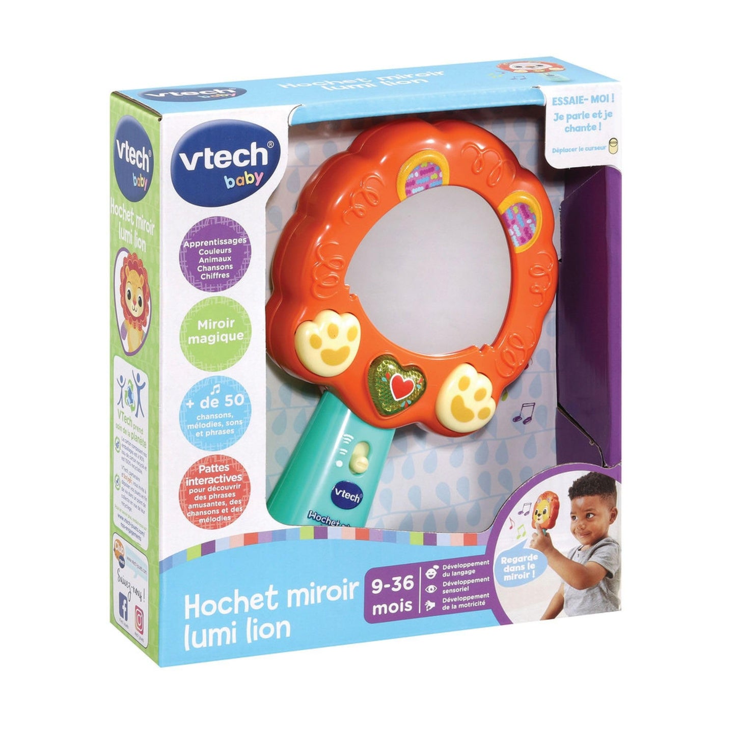 VTech Lumi Lion Mirror Rattle Interactive Musical Baby Toy