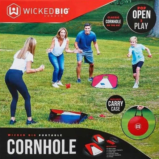 Wicked Big Sports Collapsible Vinyl Outdoor Lawn Game with targets, poles, stakes, bean bags, and carry case