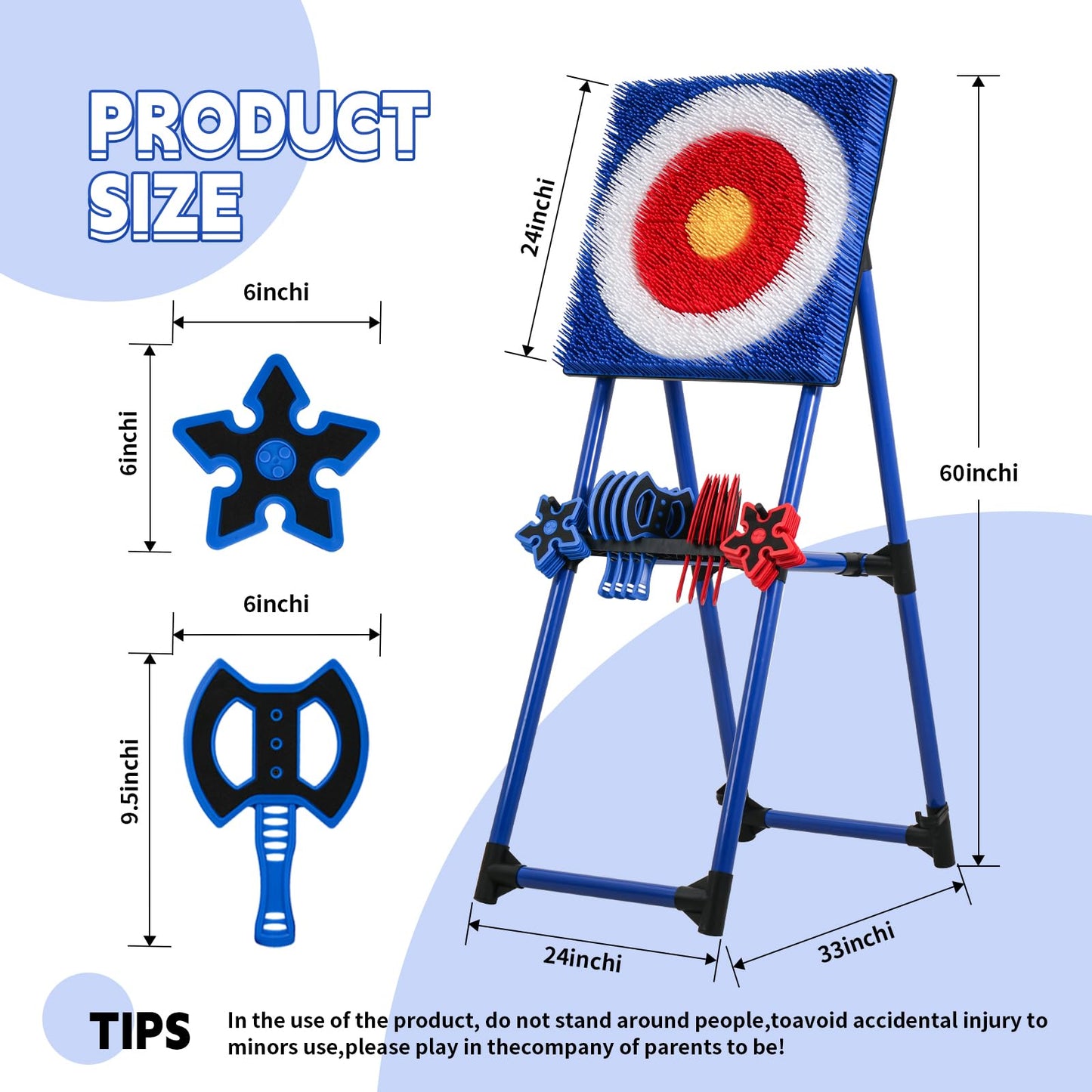 KAINOKAI 8-Piece Axe Throwing Set with Adjustable Bristle Target