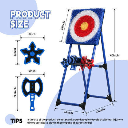 KAINOKAI 8-Piece Axe Throwing Set with Adjustable Bristle Target