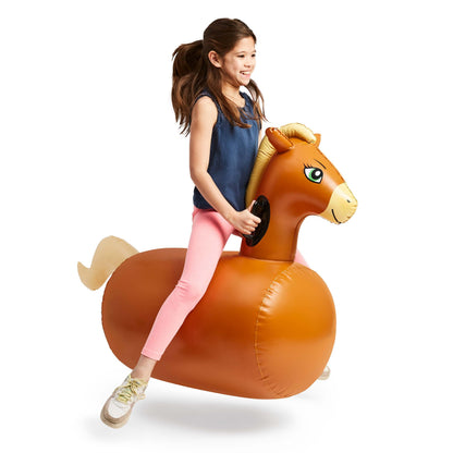 Inflatable Ride-On Bouncing Horse from HearthSong, perfect for outdoor play and imaginative adventures
