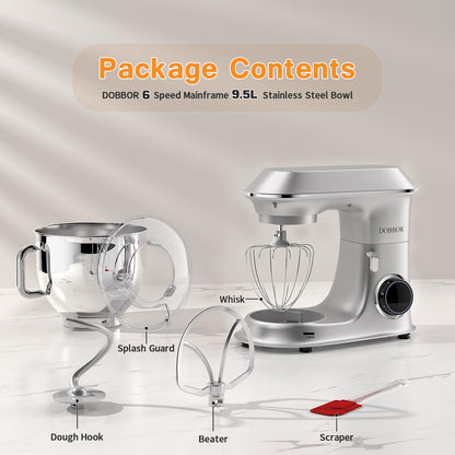 DOBBOR 1500W Pastry Mixer with Stainless Steel Bowl, 7 Speeds