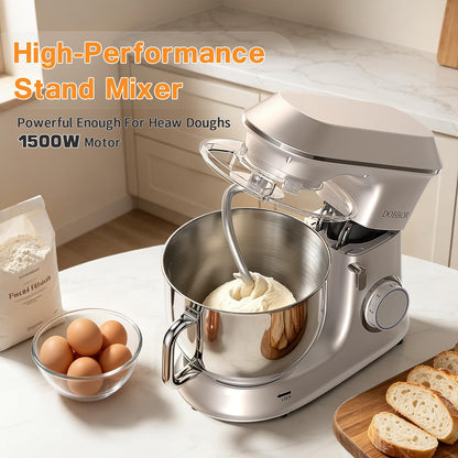 DOBBOR 1500W Pastry Mixer with Stainless Steel Bowl, 7 Speeds