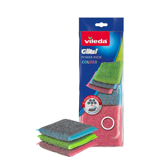 Vileda Glitzi Power Inox Colors Multicolored Scrubbers 3-Pack