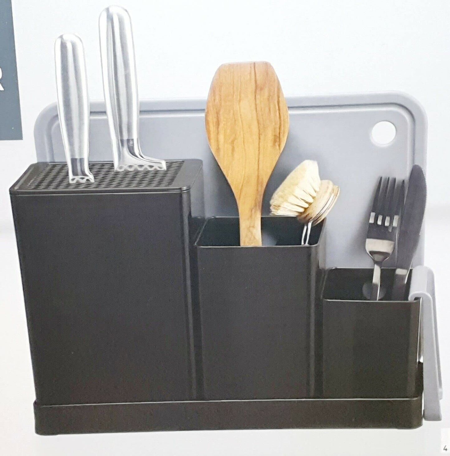 Ernesto 7-piece kitchen organizer set with knife block, utensil holder, accessory holder, and chopping board