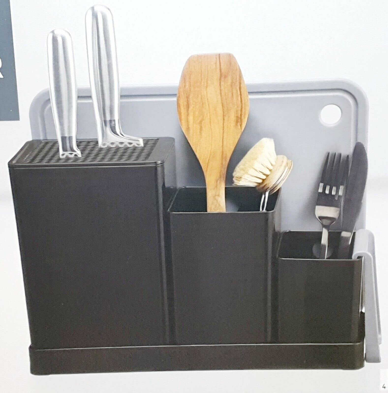 Ernesto 7-piece kitchen organizer set with knife block, utensil holder, accessory holder, and chopping board