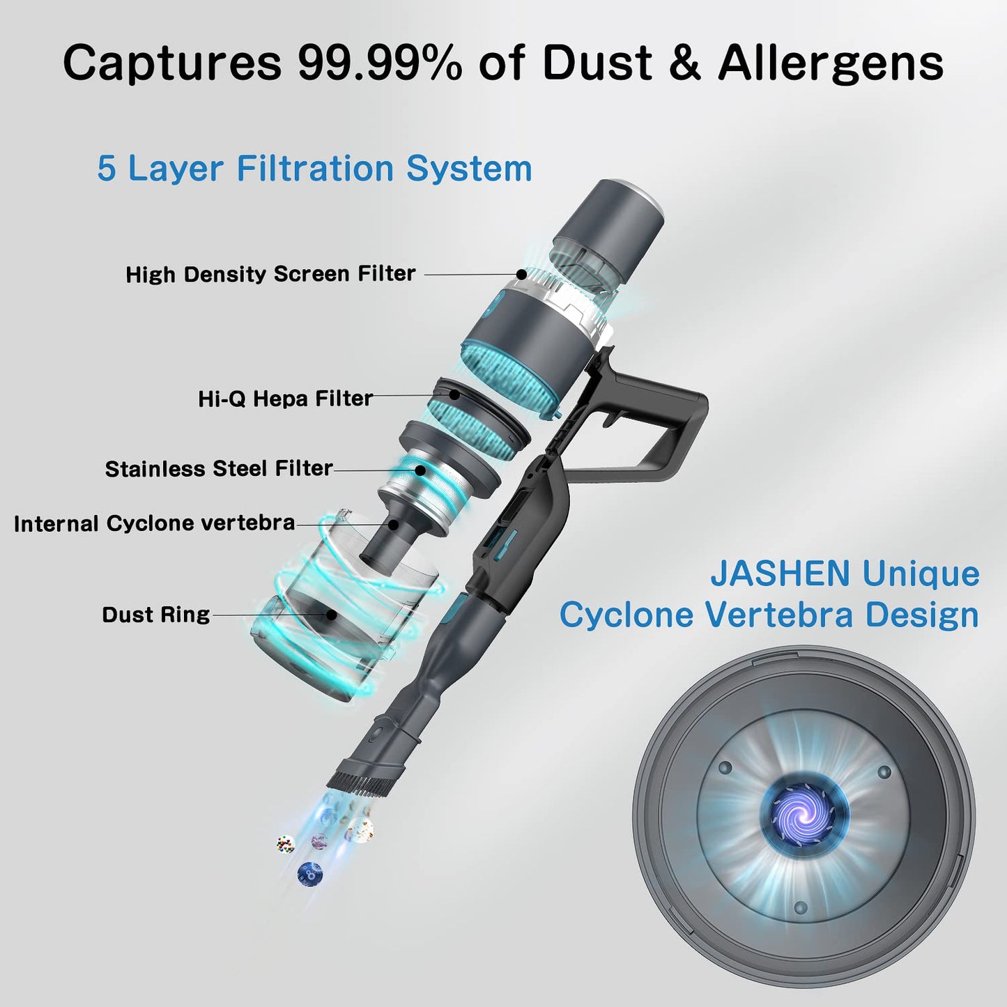 JASHEN V18 Smart Battery Vacuum Cleaner with Digital Brushless Motor