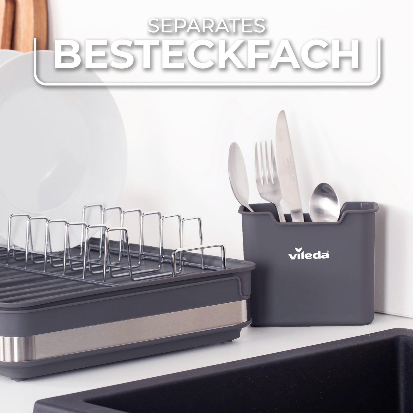 Vileda Space-saving Dish Drainer with Extendable Rack