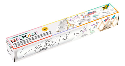 Folia paint roller with adventure motifs, self-adhesive and removable, on white paper