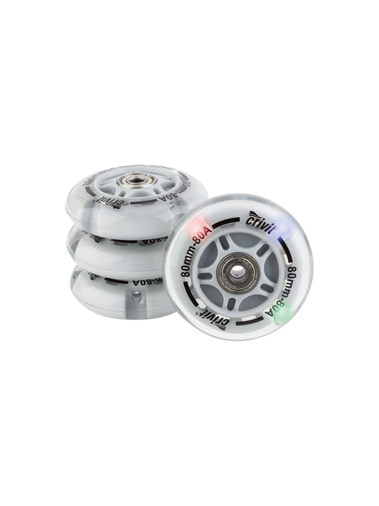 Crivit inline skate wheels set with LED, suitable for all common inline skates