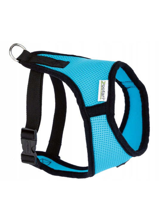 Zoofari Dog Harness in super soft material with fleece trim, featuring adjustable belly band and rust-proof iron rings.